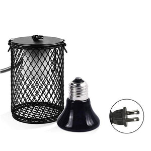 Pet Heated Lamp Scald Proof Ceramic Heating Lamp Set With Safety Cage Emitter Heat Lamp Pet Supplies Chickens Reptile Lamp