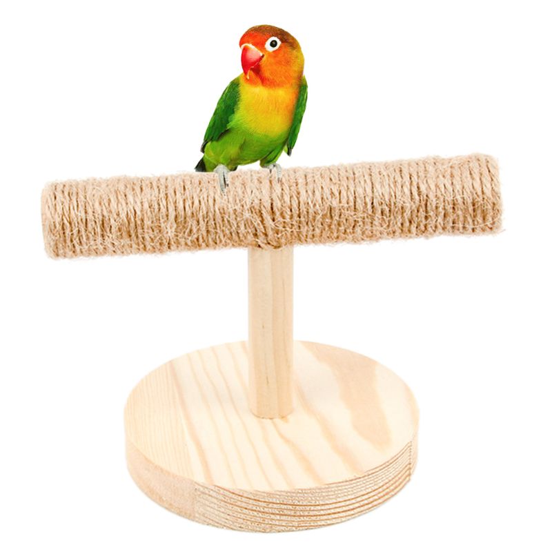 Parrot Wooden Tabletop Perch Toy Bird Stand Training Exercise Sisal Claw Feet Grinding Stick Bite Chew Toys Bird Supplies C42