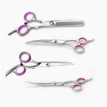 Load image into Gallery viewer, Pet Grooming Scissors Stainless Steel Cats and Dogs Hair Seam Scissors Up and Down Curved Scissors Sharp Haircut Pet Tool Set
