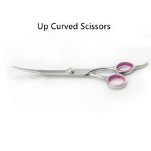 Load image into Gallery viewer, Pet Grooming Scissors Stainless Steel Cats and Dogs Hair Seam Scissors Up and Down Curved Scissors Sharp Haircut Pet Tool Set
